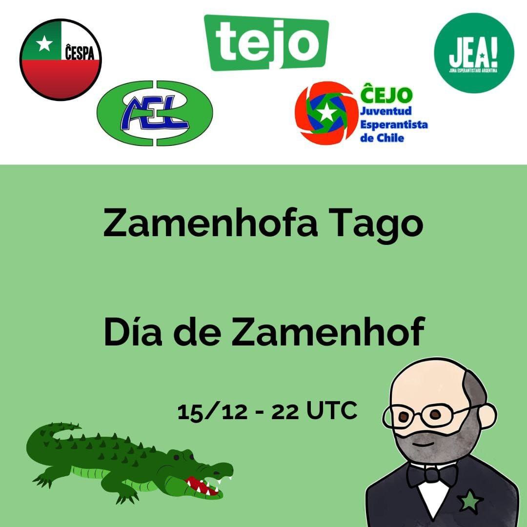 Zamenhof Tago estos festada de Argentinaj kaj Ĉiliaj esperantistoj per zoom
